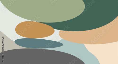 Abstract composition of colorful curved shapes with varied hues