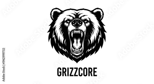 Grizzly bear head logo illustration.