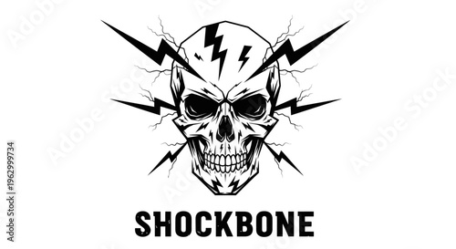 Black and white skull illustration design.