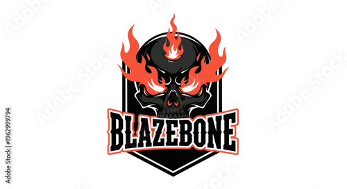 Blazebone logo with flames and skull.