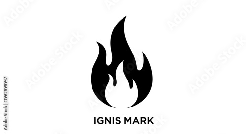 Black flame icon with text below.