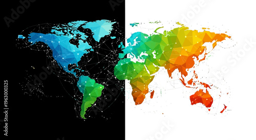 Vibrant world map with colorful continents.