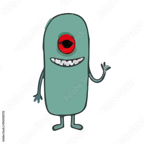 Cartoon Plankton Character Waving