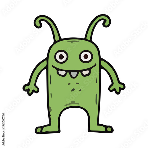 Cute Green Cartoon Monster