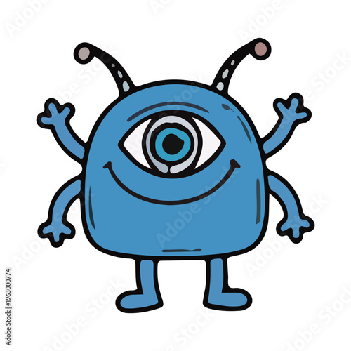 Cute Blue Cyclops Monster