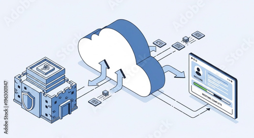 Cloud Computing Network Architecture - Server, Cloud, and User Interface.