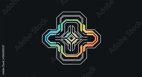 Abstract geometric design featuring a gradient with intricate lines