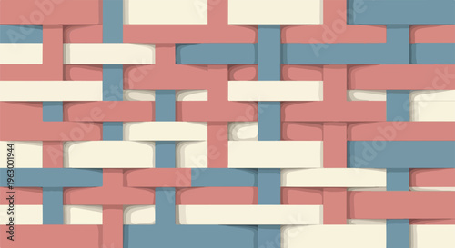 Abstract overlapping and interweaving rectangular blocks with shadows