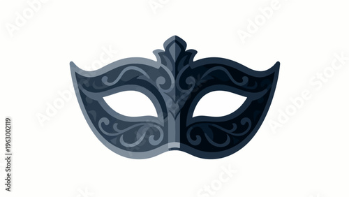 Elegant Venetian masquerade carnival mask with gold and black decoration isolated on a white background for a festive Italian theater costume or mystery party disguise