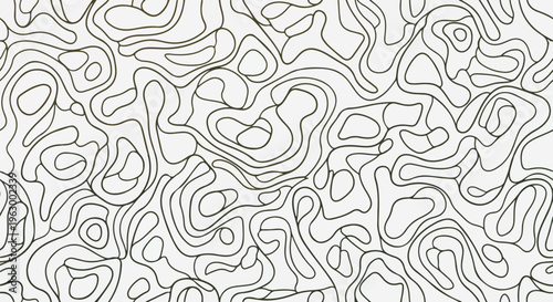Abstract map-like design with dark contour lines on a white background