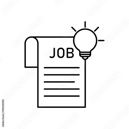 icon a job creation with light bulb idea on a recruitment document, isolated against a clean background.