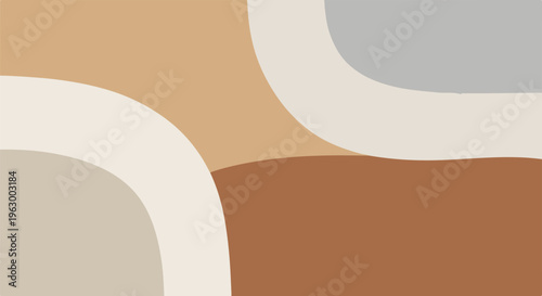 Abstract composition with curved shapes in muted tones