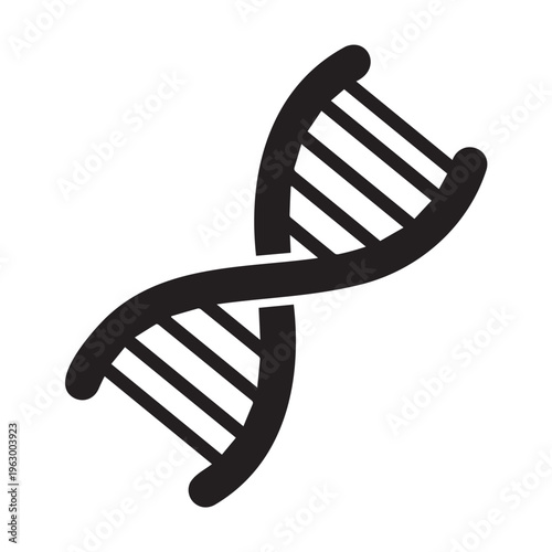 A black dna double helix structure with twisted strands and horizontal rungs in a simple graphic representation format used for science Vector