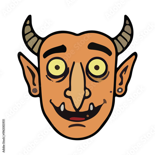 Cartoon Devil Face Illustration
