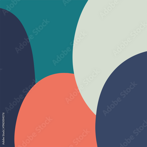 Abstract composition with overlapping curved shapes in muted tones
