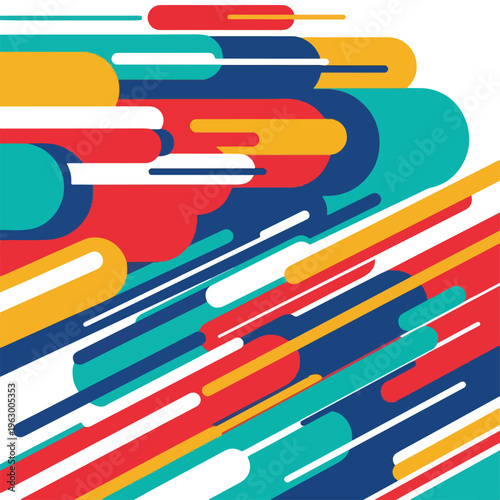 Abstract design with colorful rounded shapes in diagonal and horizontal patterns