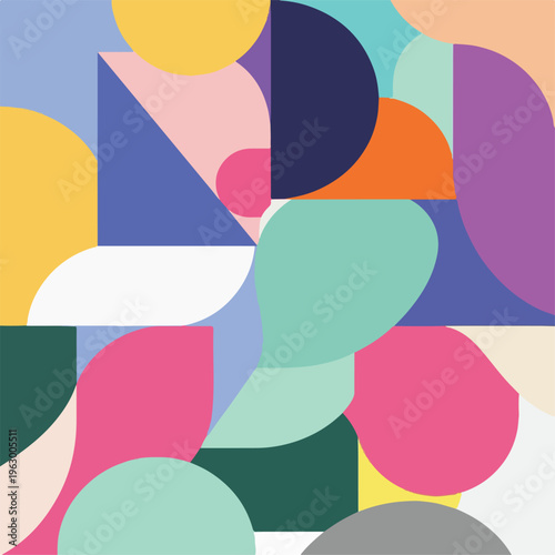 Abstract design with geometric shapes and soft pastel color palette