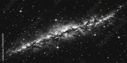 Abstract a sweeping view of the Milky Way, a breathtaking panorama of stars, nebulas, and celestial bodies that evokes a sense of wonder and cosmic scale.