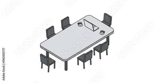 Conference Table with Chairs Illustration for Business Meetings.