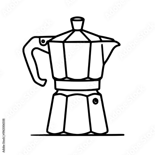 Moka Pot Stovetop Coffee Maker Hand Drawn Vector Illustration