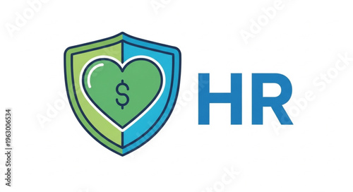 HR logo featuring a heart with a dollar sign inside a shield.