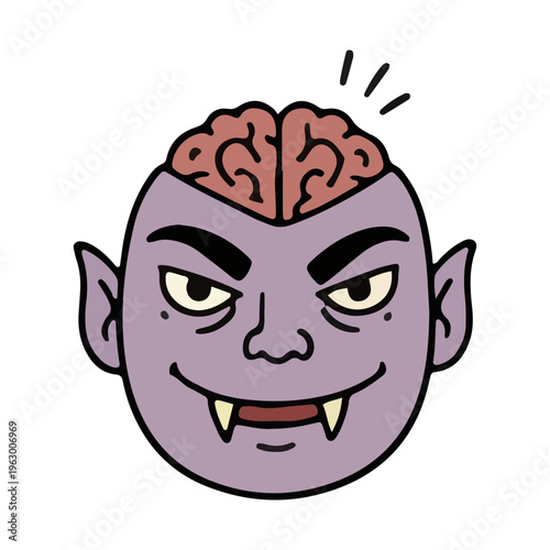 Zombie Brain Head Cartoon