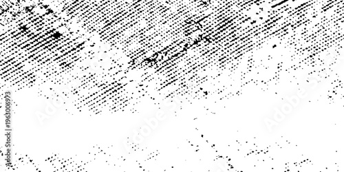Grunge overlay layer. Abstract black and white vector background. Monochrome vintage surface with dirty pattern in cracks, spots, dots. Old wall in dark horror style design
