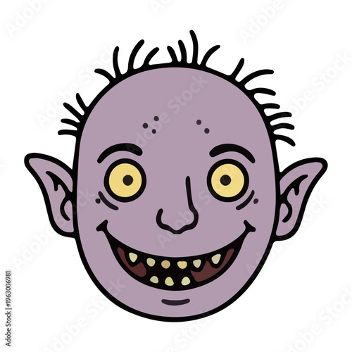 Cartoon Goblin Face Illustration