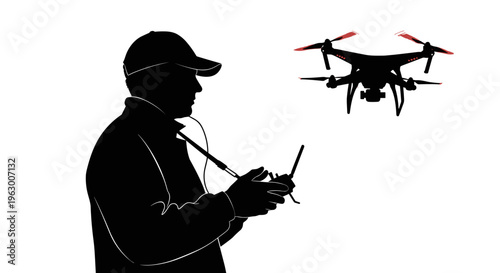 Man Operating a Drone Remotely Outdoors.