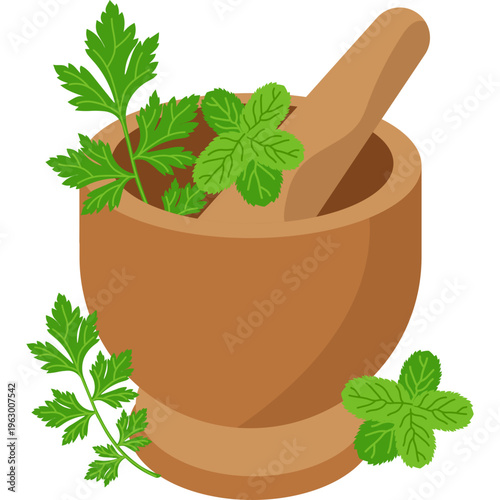 Herbs in Mortar and Pestle