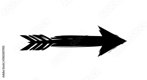 Black Arrow Symbol Grunge Brush Stroke Illustration.