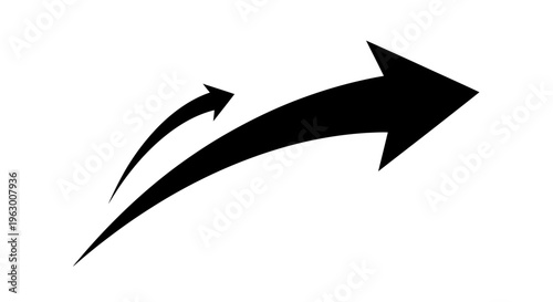 Black Curved Arrows Pointing Upwards and Rightwards.