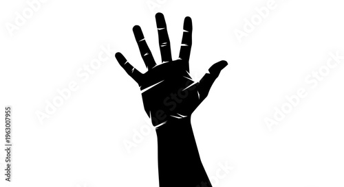 Black Silhouette of an Open Hand Raised Upwards.