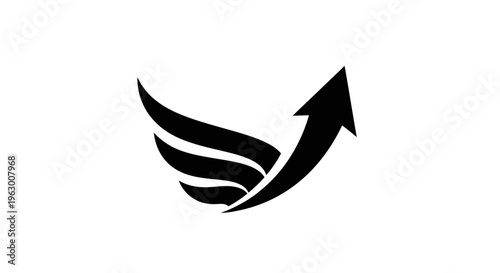 Black Winged Arrow Symbolizing Growth and Success.
