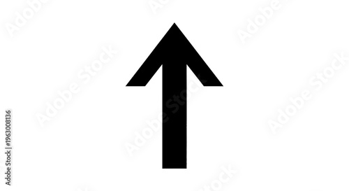 Simple Black Arrow Pointing Upwards on White Background.