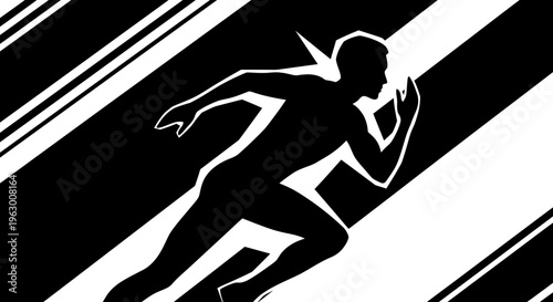 Silhouette of a determined athlete in mid-stride motion.