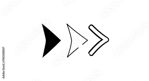 Three Arrows Pointing Rightward Different Styles.