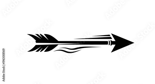 Stylized Black Arrow Illustration with Motion Effect.