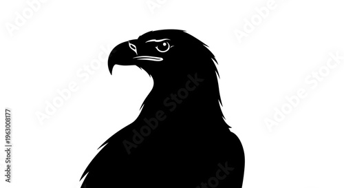 Silhouette of a Majestic Eagle Head Facing Left.