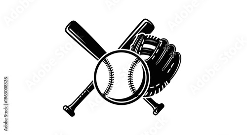 Baseball Equipment Illustration with Bat Ball and Glove.