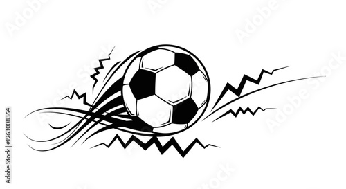 Dynamic Soccer Ball Illustration with Abstract Motion Trails.