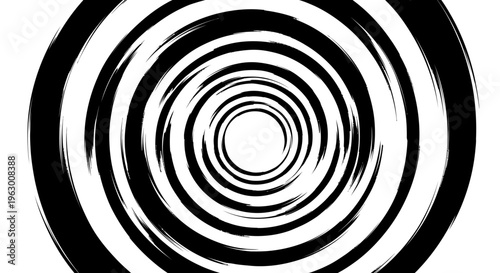 Hypnotic Swirling Black and White Concentric Circles.