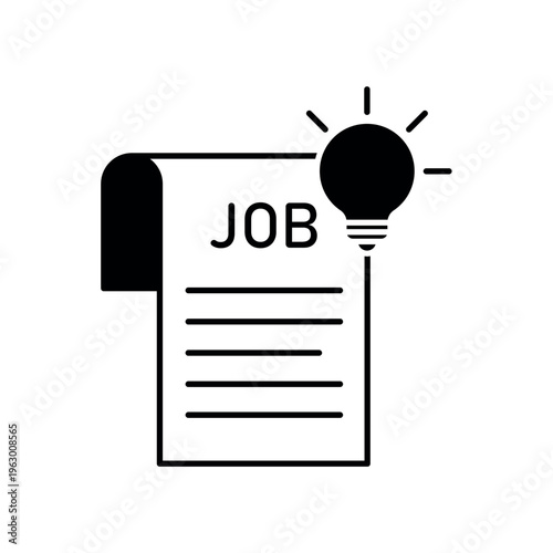 icon a job creation with light bulb idea on a recruitment document, isolated against a clean background.