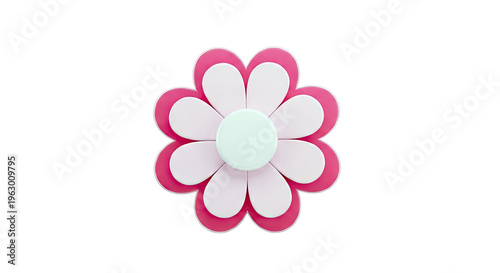 Pink and Light Pink Layered Flower with White Center