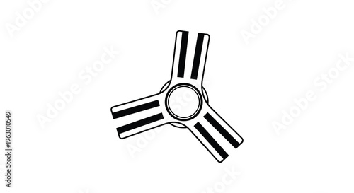 Minimalist design of a fidget spinner a black and white silhouette