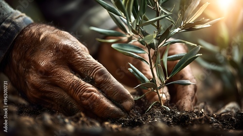 Wallpaper Mural Planting olive tree bright light nature Torontodigital.ca