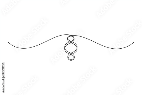 Elegant one-line art of a wedding ring with a decorative infinity twist. Minimalist, thin-stroke design for luxury branding and bridal stationery.