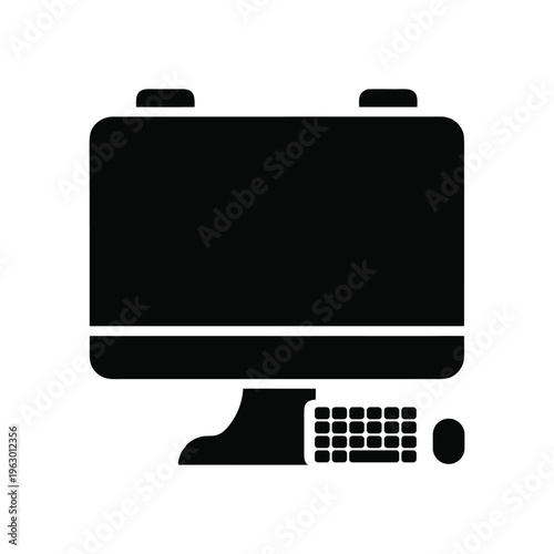 Desktop Computer Workstation Vector Icon

