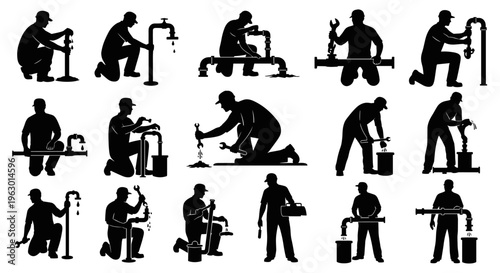 Silhouette of a man working.