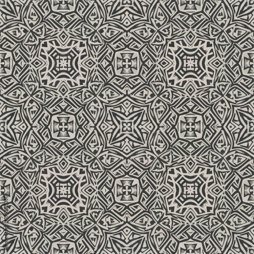 Black and white abstract pattern with geometric symmetry and repetition
